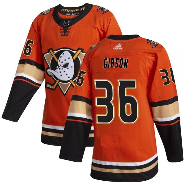 Men's Anaheim Ducks #36 John Gibson Orange Stitched Jersey